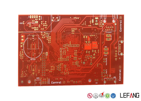 Multilayer Industrial PCB Board 8 Layers Red Solder Immersion Gold For Industrial Control